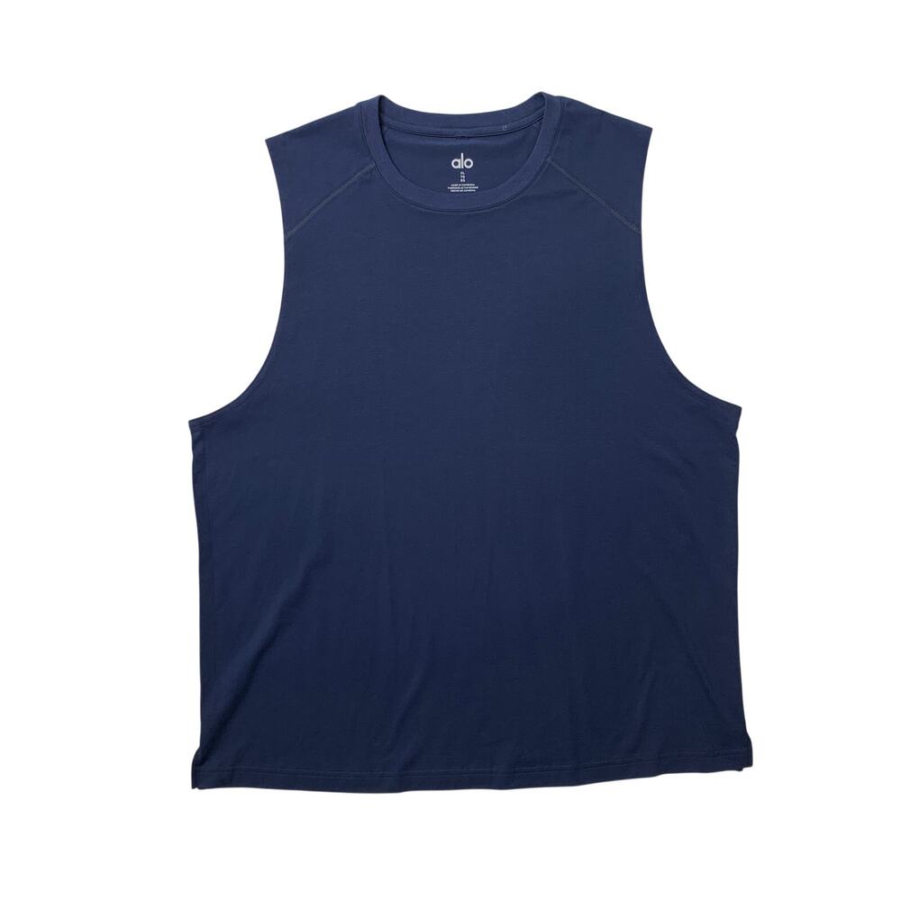 Alo Yoga Tank Top Mens XL Navy Crew Sleeveless Muscle Sleeveless Gym Training